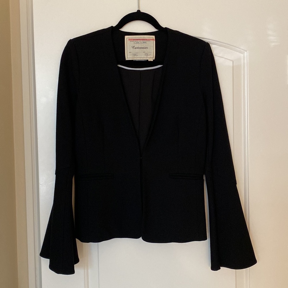Anthropologie Cartonnier Black Bell Sleeve Blazer